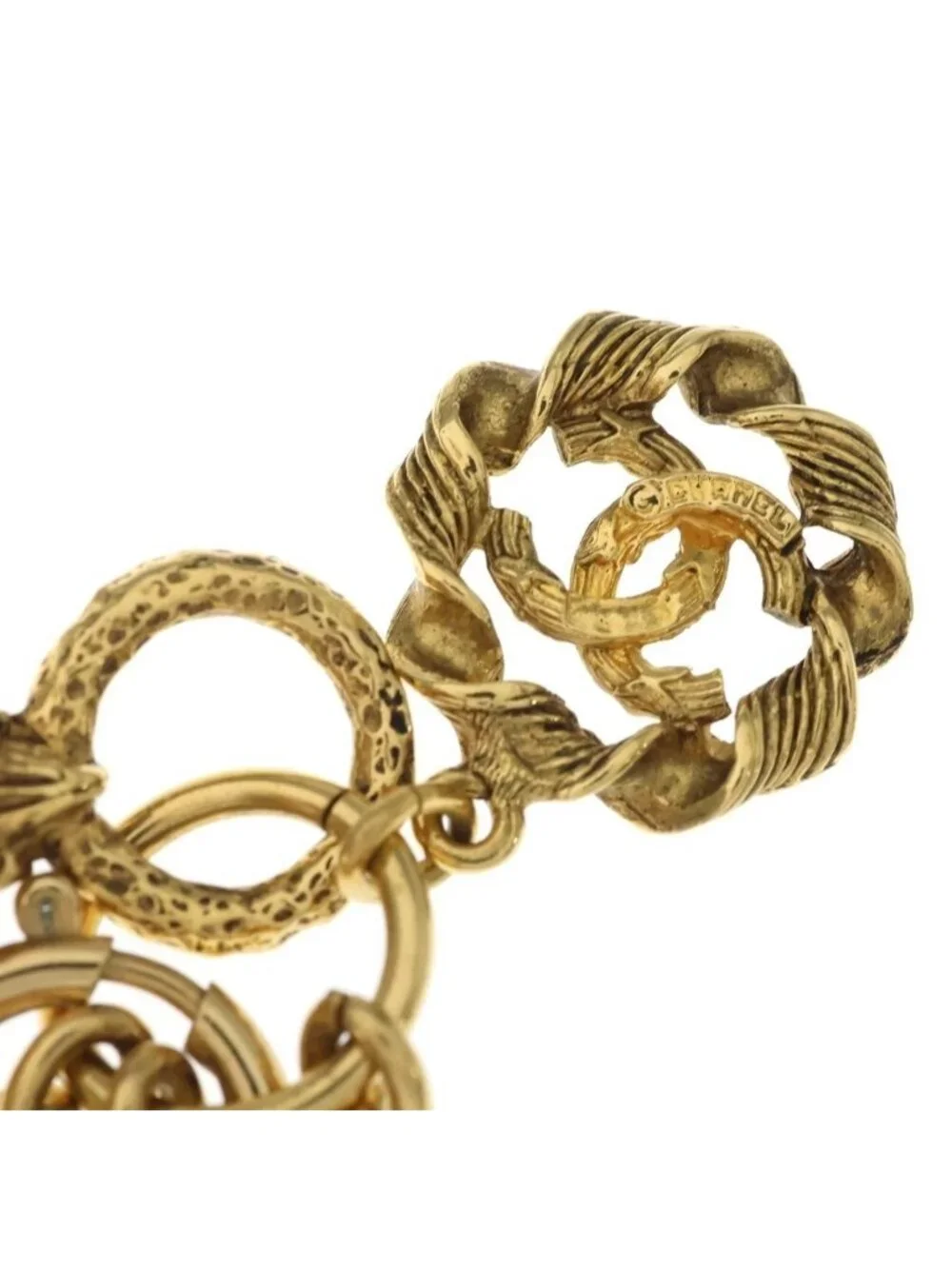 Chanel Vintage CC Logo Bell Pendant Chain Gold